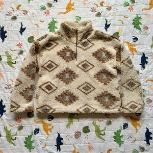 aztec print sherpa quarter zip